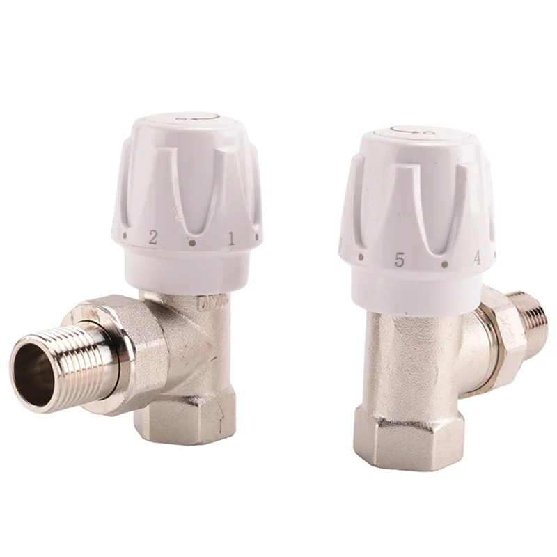 AC56-Thermostatic Radiator Valve 2Pcs 15Mm X 1/2Inch Thermostatic Angle TRV Thermostatic Radiator Valve For Home Office