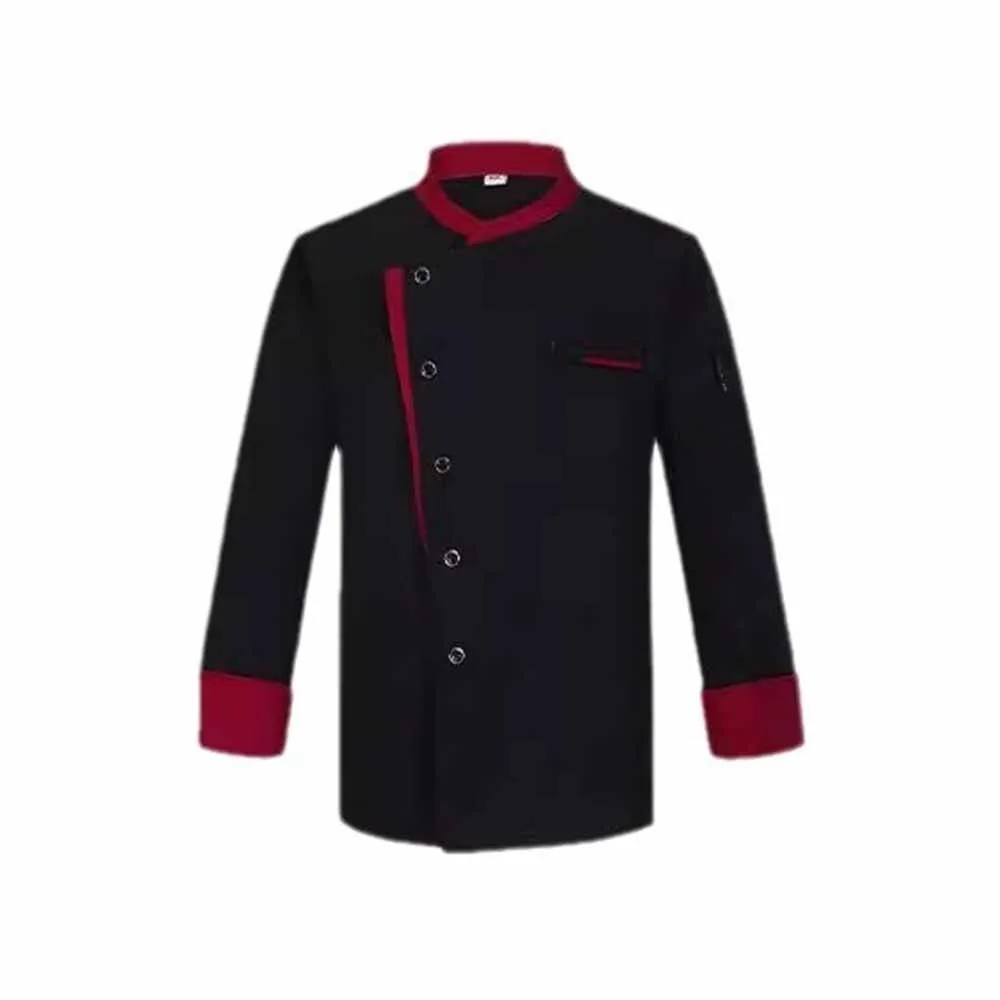 Uniforme de Chef à manches longues, veste de Chef respirante de Style occidental, vêtements de travail de cuisine épais noir/blanc/rouge, Service de restauration rapide