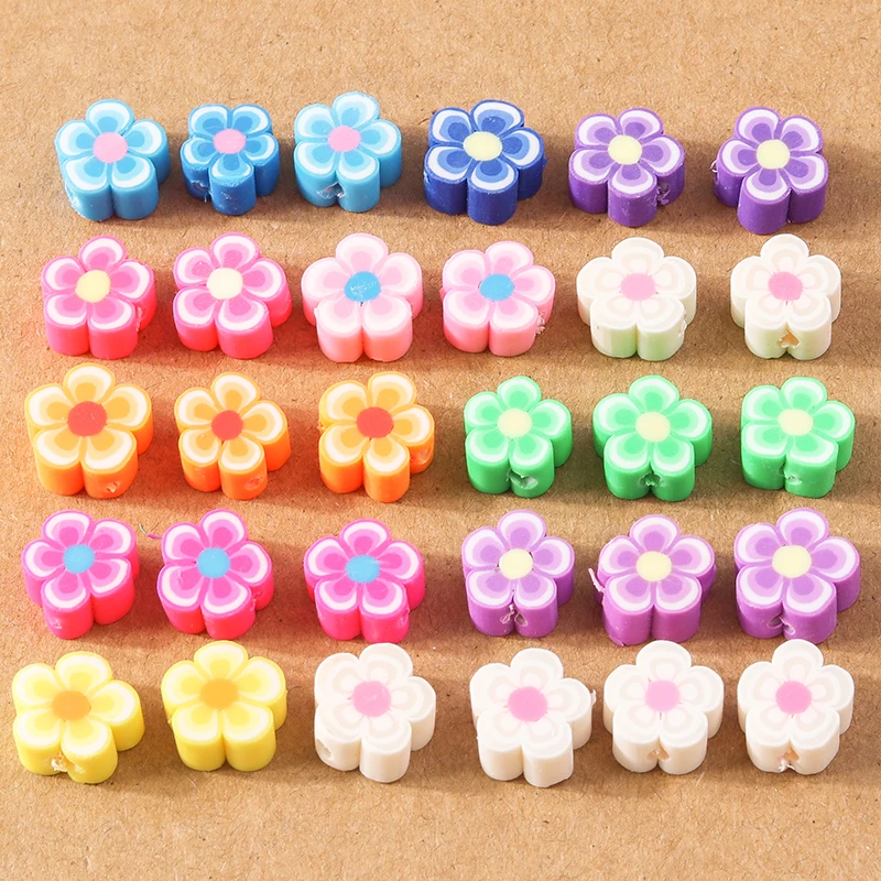 50 Pcs Mixed Flower Fruit Animal Polymer Clay Beads Loose Spacer Beads for Jewelry Making DIY Bracelet Necklace Accessories