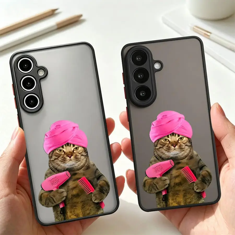 Pink Hat Tabby Cat Phone Cover Case for Samsung Galaxy A16 A15 A56 A55 A34 A36 A14 A23 A52S A72 A73 A33 A35 A54 A17 A52 A53