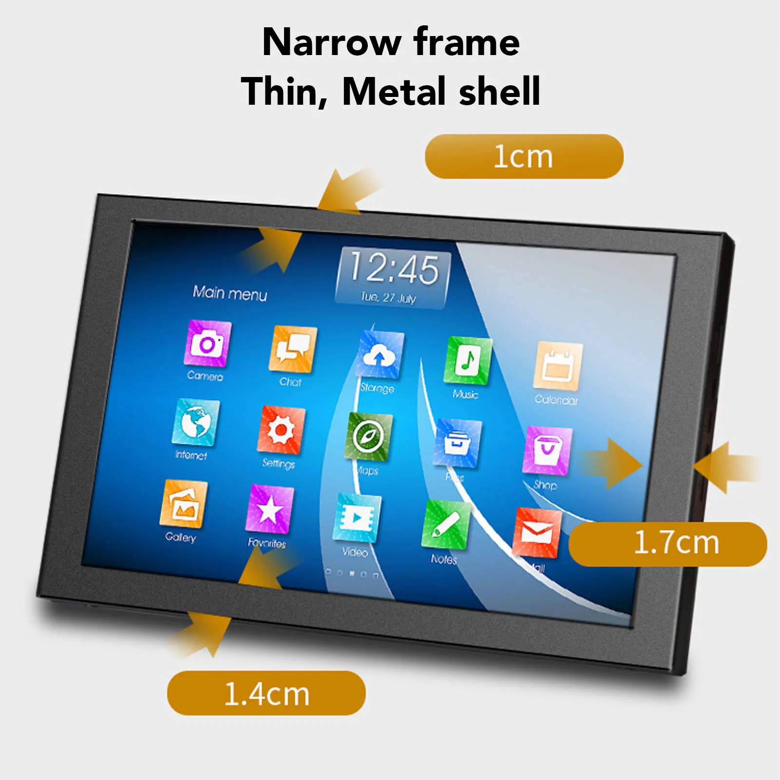 10in Portable Monitor IPS 1024x600 USB Headphone HD Multimedia Interface with Dual Speakers External Display for Laptop