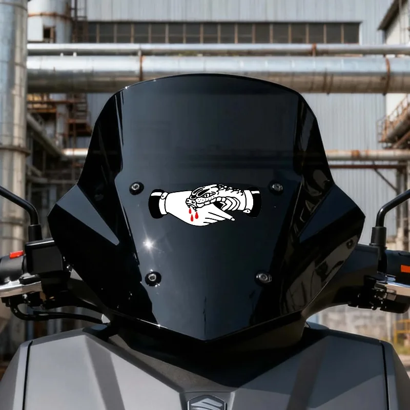 

Snake Handshake Pattern Waterproof Vinyl Sticker, Anti-Scratch Removable Self-Adhesive Decal for Auto Motorcycle Decor
