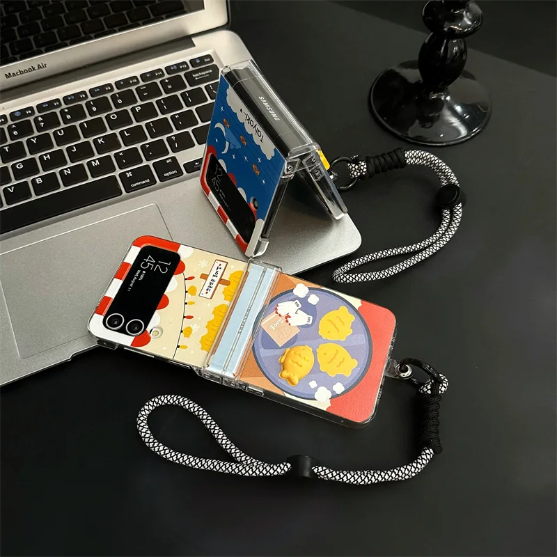 เคสโทรศัพท์ลายคุกกี้ปลาสำหรับ Samsung Galaxy Z flip 6 5 4 3ฝาหลังป้องกันสำหรับ ZFlip4 ZFlip5 ZFlip6เคสผิวนอก