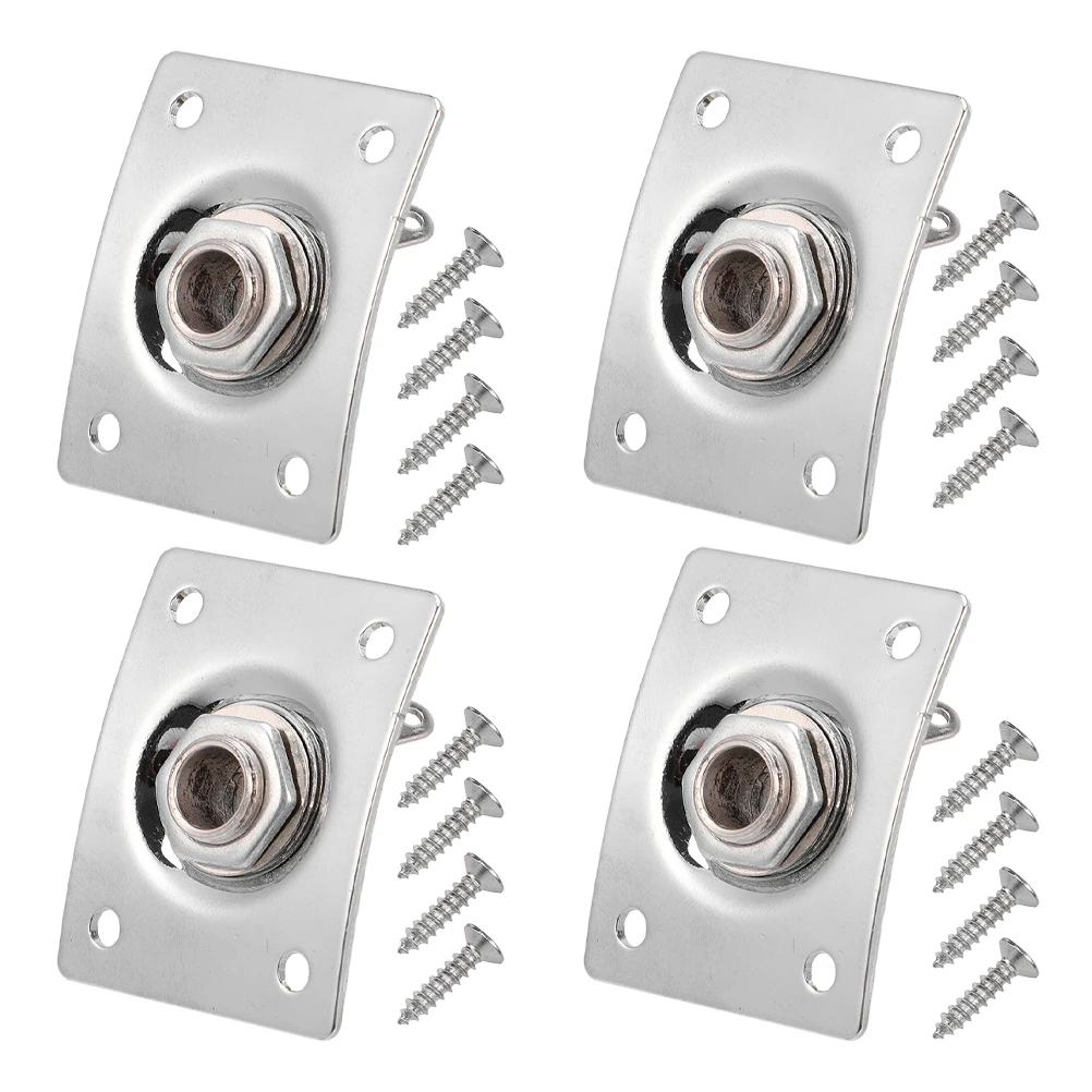

4Pcs Stainless Steel Electric Guitar Jack Socket Square Guitar Pickup Jack Silver For Guitar Accessories
