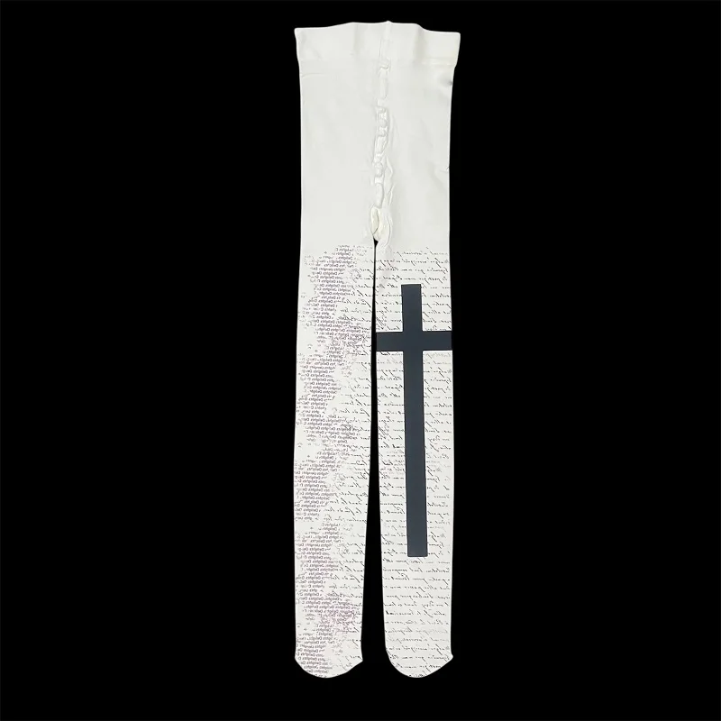 Y2k نمط Harajuku الشرير الأبيض إلكتروني طباعة الجوارب الطويلة النساء الفتيات 2000s Y2K JK تأثيري جوارب لطيفة شيك الشارع الشهير ايمو الفتيات