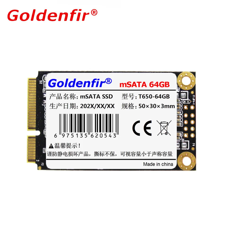 Goldenfir MSATA SSD 32GB 16GB 64GB قرص الحالة الصلبة الداخلي محرك SATA صغير للكمبيوتر المحمول