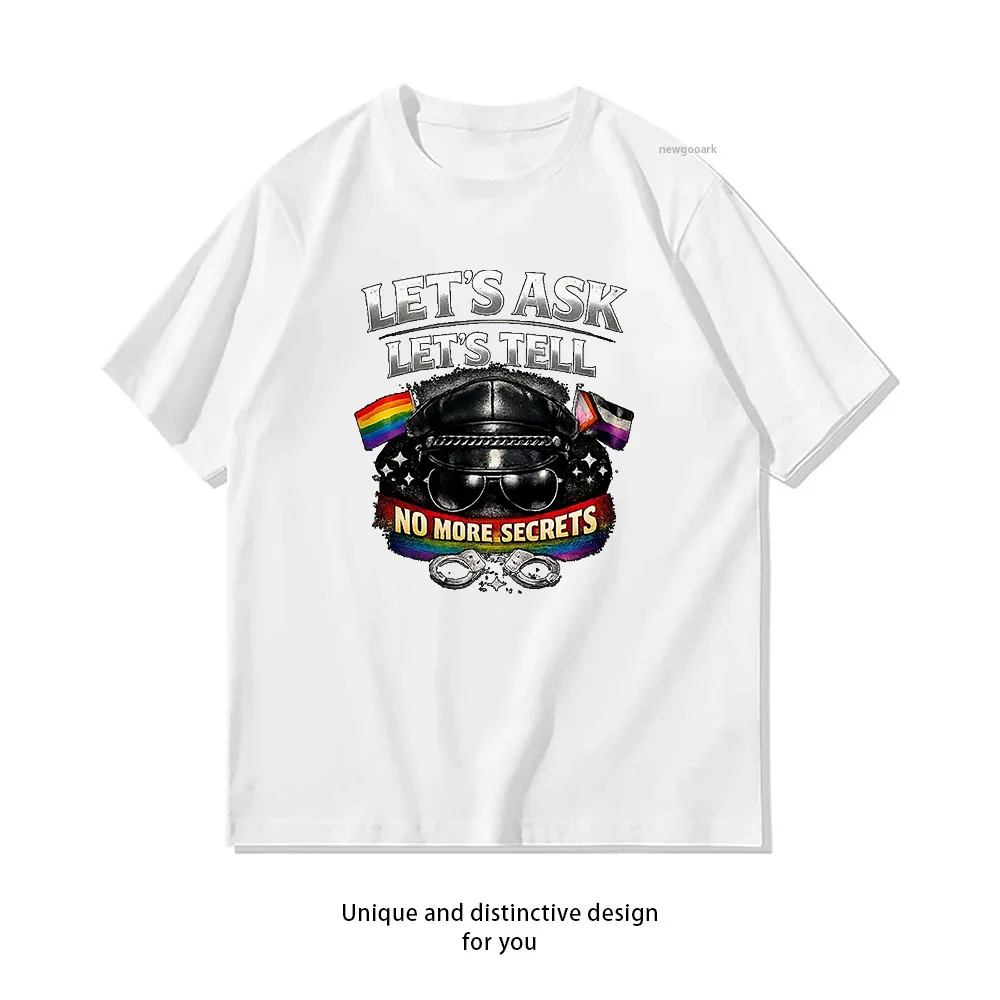 Let's Ask Tell no more secrets Defiant Currency LGBTQ Gay Pride Graphic t-shirt Adult Unisex Casual cotton graphic t shirts
