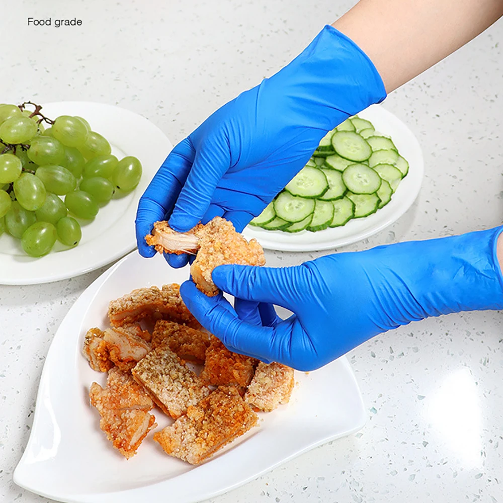 100Pcs Disposable Nitrile Latex Gloves Food Contact Rubber Gloves Household Cleaning Glove Waterproof Dishwashing Kitchen Supply