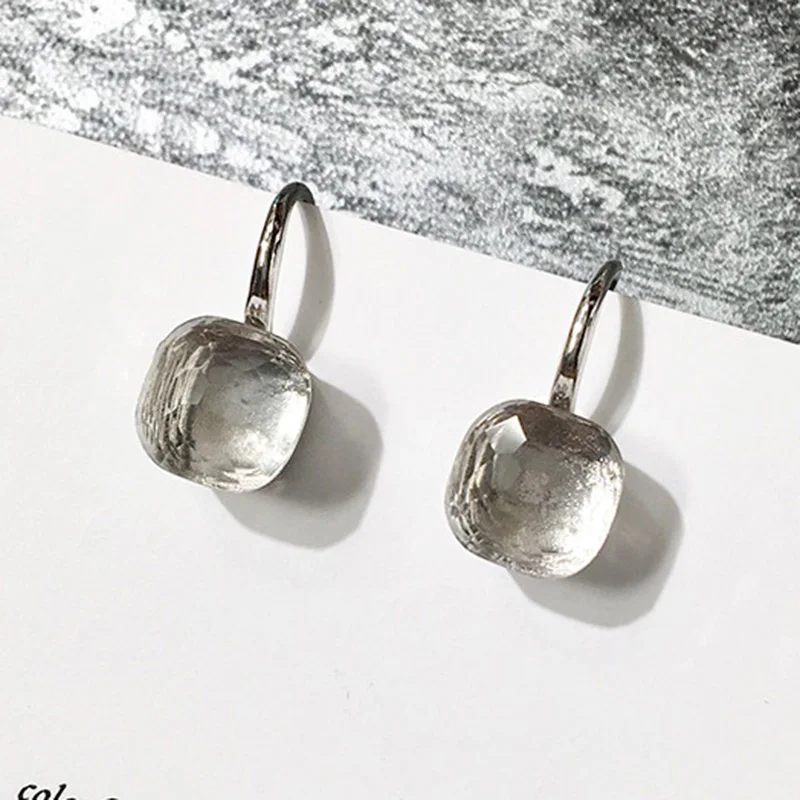 100% 925 Sterling Zilver Snoep Stijl 21 Kleuren Blauw Wit Rood Groen Geel Crystal Drop Earring Voor Vrouwen Fijne Sieraden