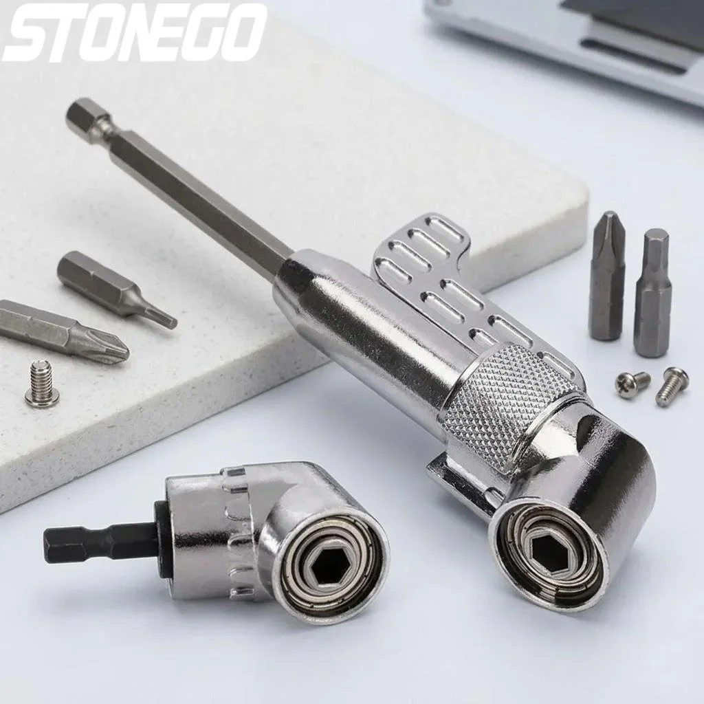 STONEGO 105 Degree Extended Hex Bit Adjustable Screwdriver Hex Socket Conversion Tool 1/4 Inch Hex Driver Professional Hand Tool