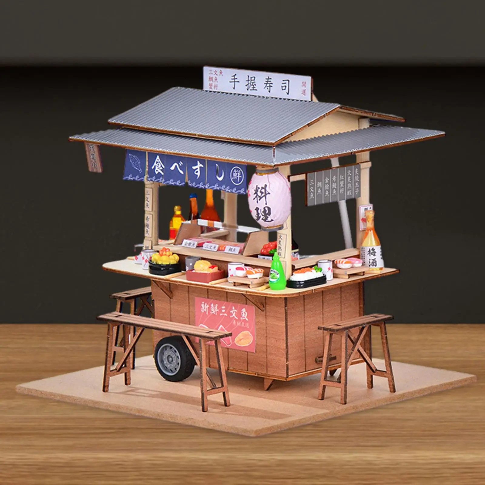 DIY Miniature Dollhouse Kit, Madeira, Design Novidade, Mini Sushi Shop