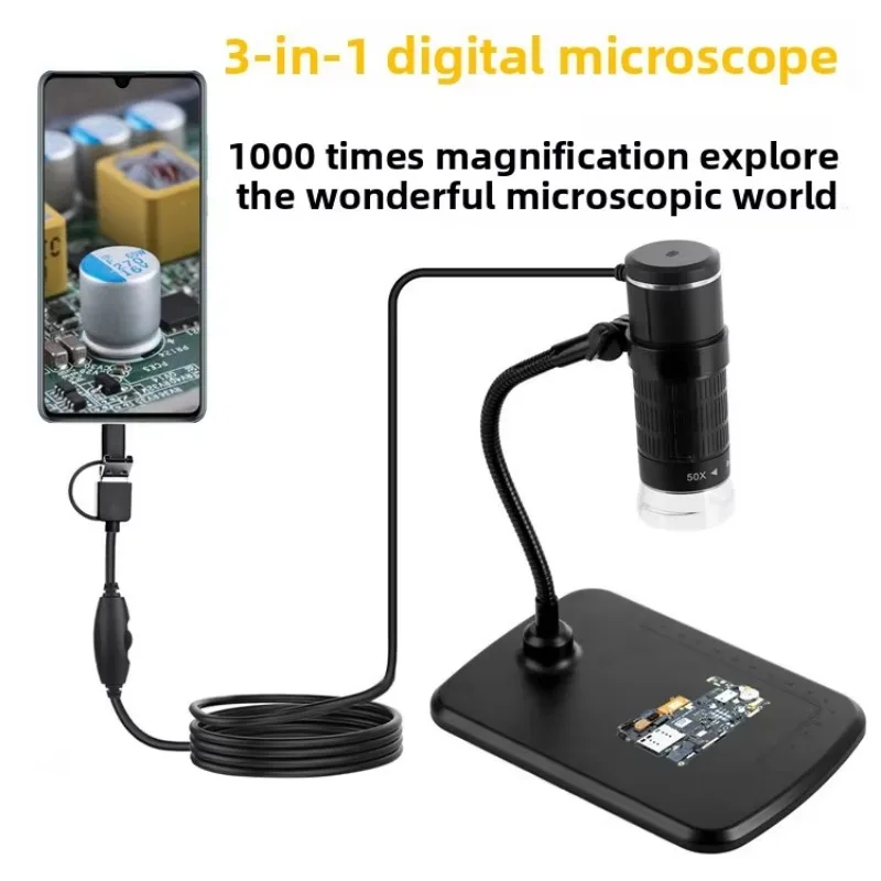 3-in-1 Digital Microscope Mobile Phone Android Computer Hot-selling Student Home Microscope TOOL