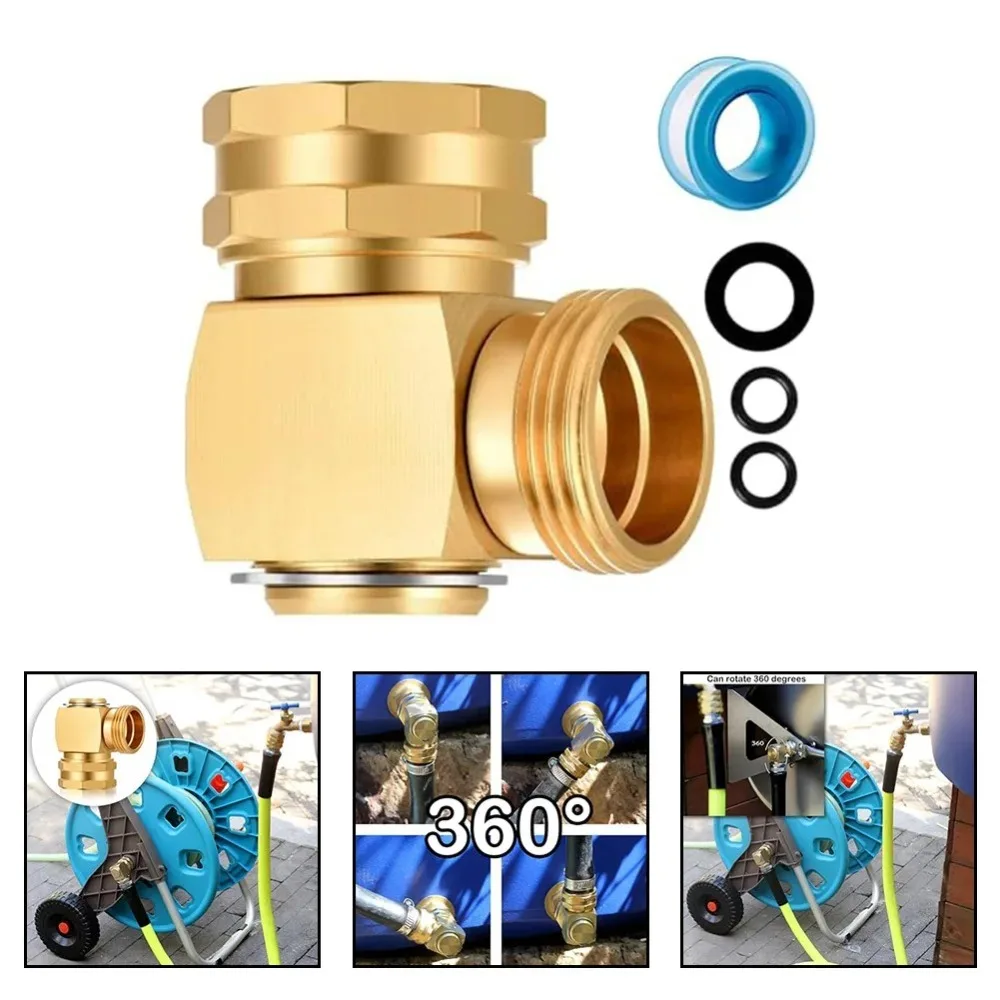 High Quality 90 Degree Hose Swivel Elbow Solid Brass Adjustable Hose Kink Protector Elbow Connector