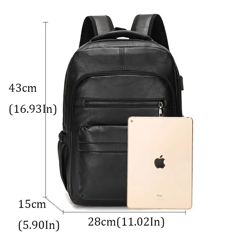 Large Capacity Vintage PU Leather Teenage Backpacks Retro Fashion Schoolbag Man Multifunctional Backpack Men Zipper Designer New