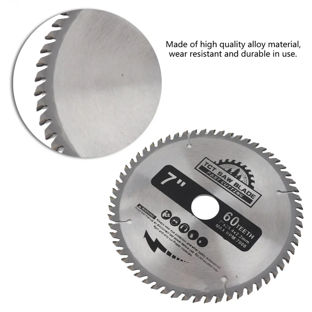Precision Cut 7 Inch Circular Saw Blade 60 Teeth Carbide Teeth Carbide Saw Blade Cutting Disc Plastic Cutting 5