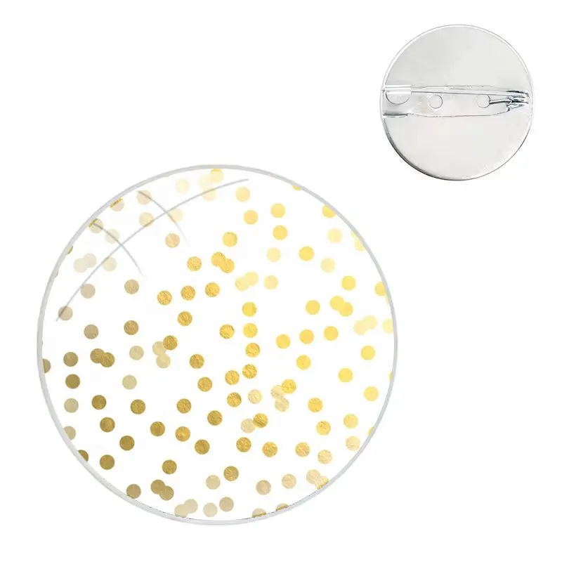 Polka Dots Art Glass Dome Brooches Shirt Lapel Bag Cute Badge Pins For Clothes Hat Accessories