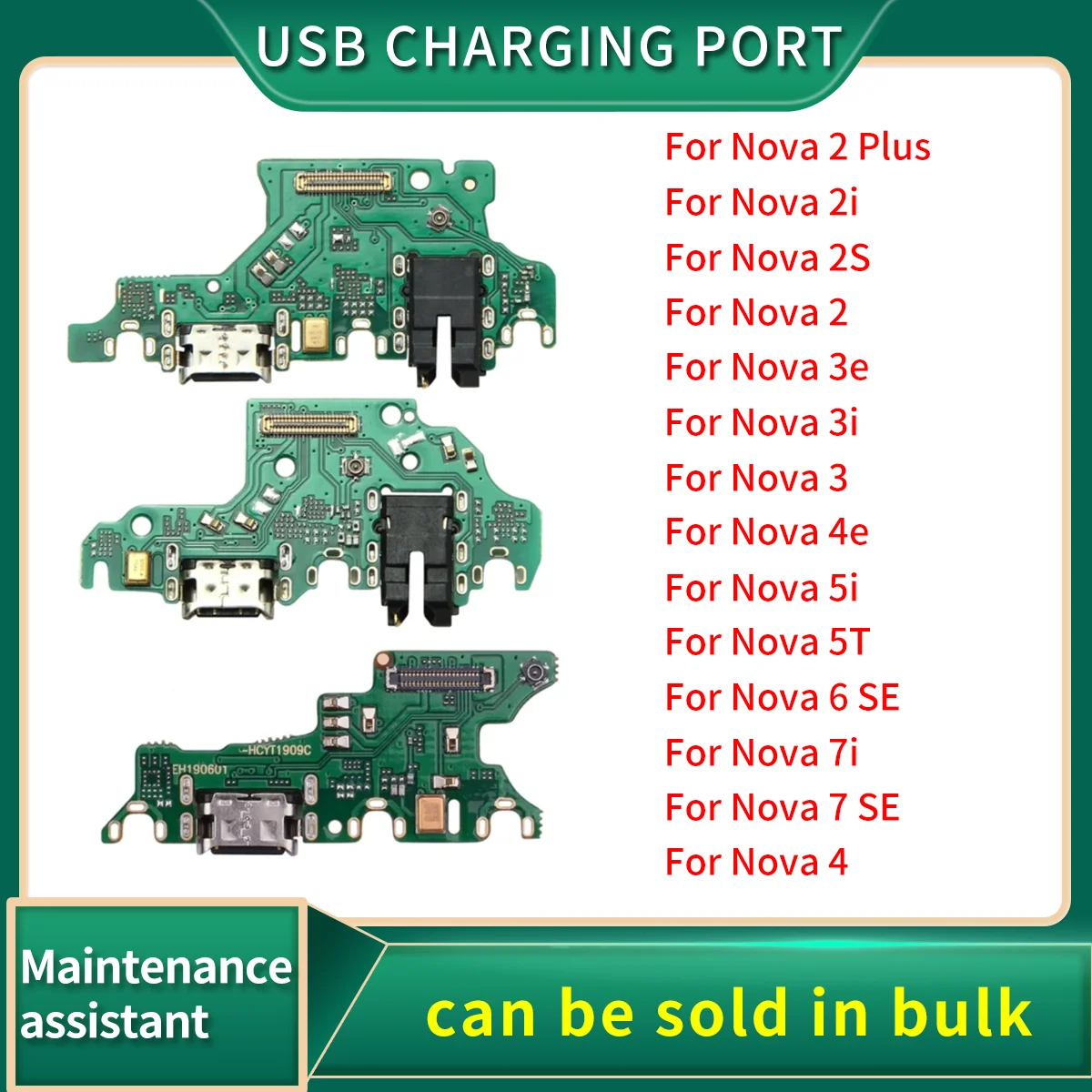 

USB Charging Port For HuaWei Nova 7i 7 6 SE 5T 5i 4e 4 3 3i 3e 2S 2i 2 Plus Connector Board Parts Flex Cable With Microphone Mic