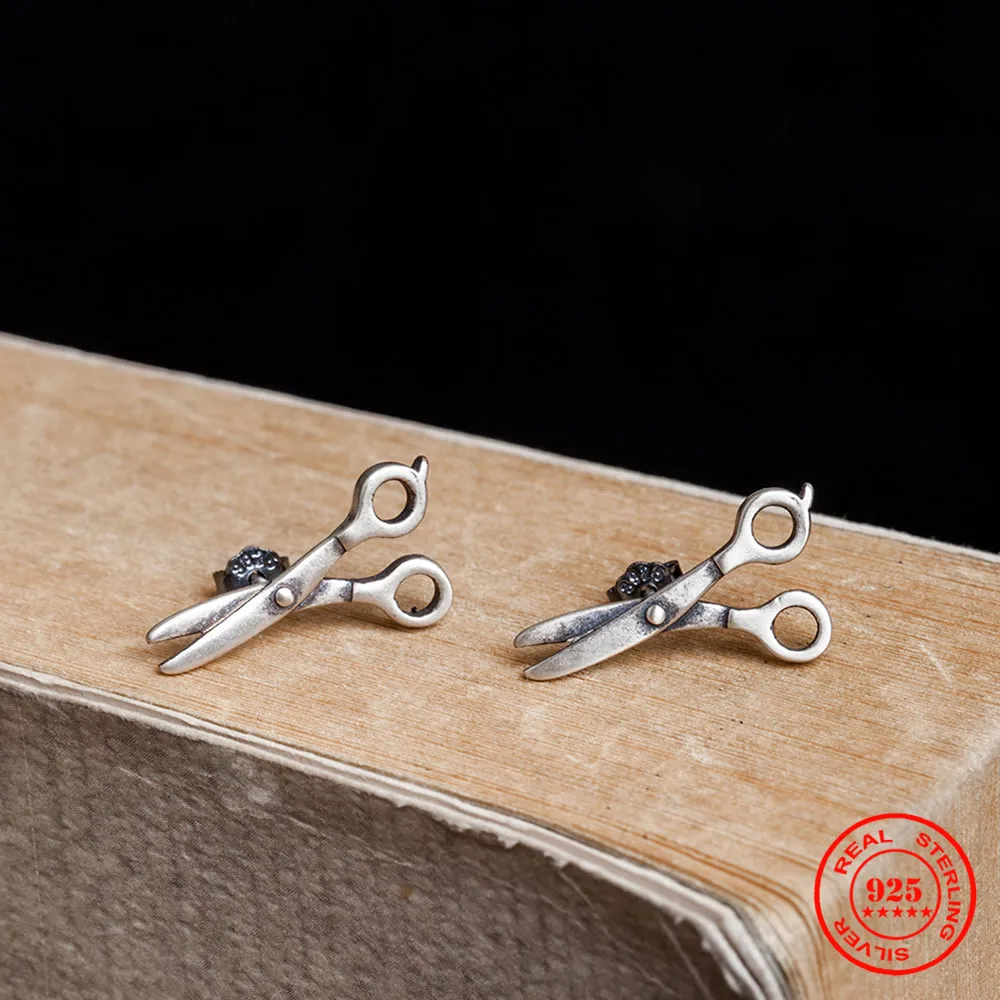 YIZIZAI 925 Sterling Silver Mini Creative Scissors Stud Earring Men Or Women Party Gifts No Allergy Earring