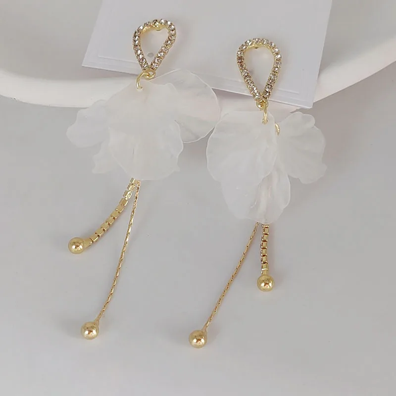 Long Drop Yarn Flower Earrings for Women Fashion Wedding Bridal Tassel Dangle Earring 2023 Fashion Handmade Charm Jewelry