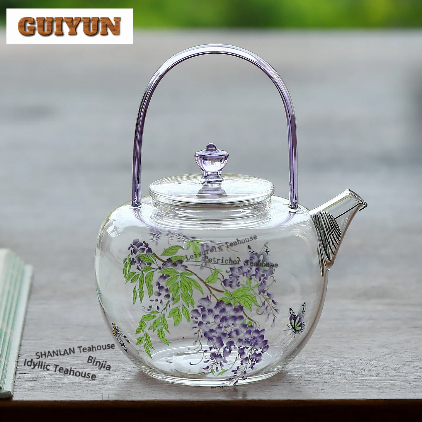 

390ml High Borosilicate Glass Wisteria Teapot Elegant Tea Infuser Pot Tea Brewing Kettle With Strainer Chinese Tea Set Ornaments