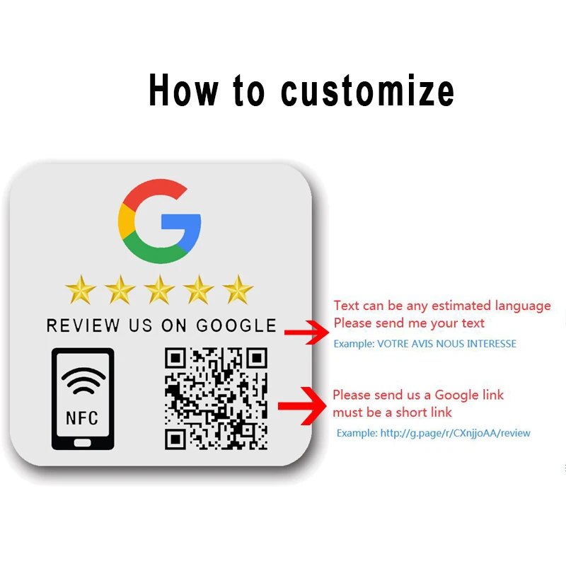 Custom Google Review Sign with NFC Scan Code PVC Social Media Signs Google Review Card For Your Business Retail Store Decors