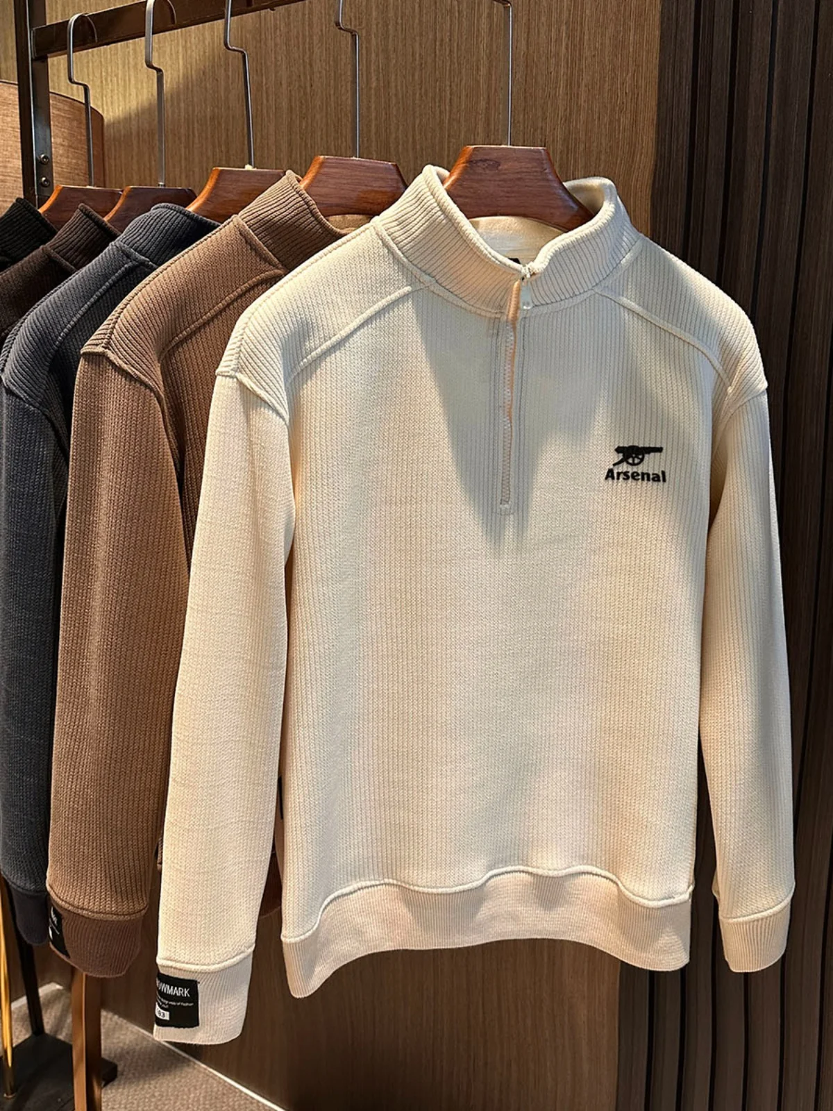 

Thiened Fce Autumn Winter New Men's High-end Simple Match f-high Collar Stand-up Collar Trendy Sweatirt Straight Leg