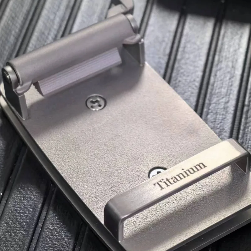 التيتانيوم النقي 35/38 مللي متر واسعة السيارات مشبك حزام خصر رئيس ملحق-التيتانيوم غير قابل للصدأ الرجال تنوعا العشب نمط مشبك حزام #5
