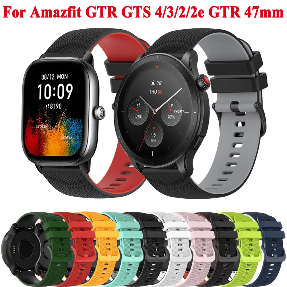 Silikonowy pasek 20 mm 22 mm do inteligentnego zegarka Amazfit GTR 4 3 2 do bransoletki Amazfit GTS 4 3 2 Bip 3 Pro Bip U Pro