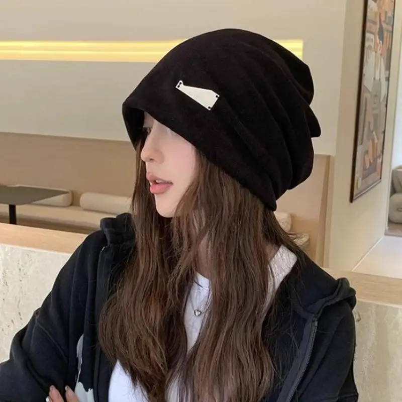 

Вязаная шапка большого размера для женщин, свободная зимняя шапка с напуском, большой размер головы, мягкая массивная холодная шапка