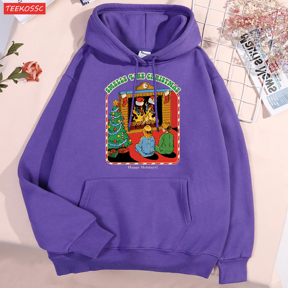 Smells Like Christmas Hoodies Men Women Fashion Loose Hoody Cute Hip Hop Harajuku Sweatshirt Autumn Fleece Pocket Clothes Couple