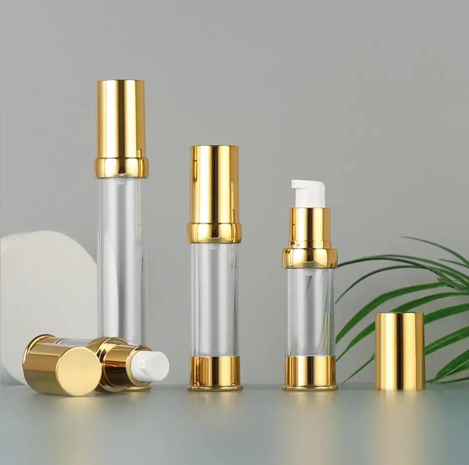 

15ml golden airless plastic bottle lotion emulsion serum eye essence foundation toner toilet balance skin care cosmetic packing