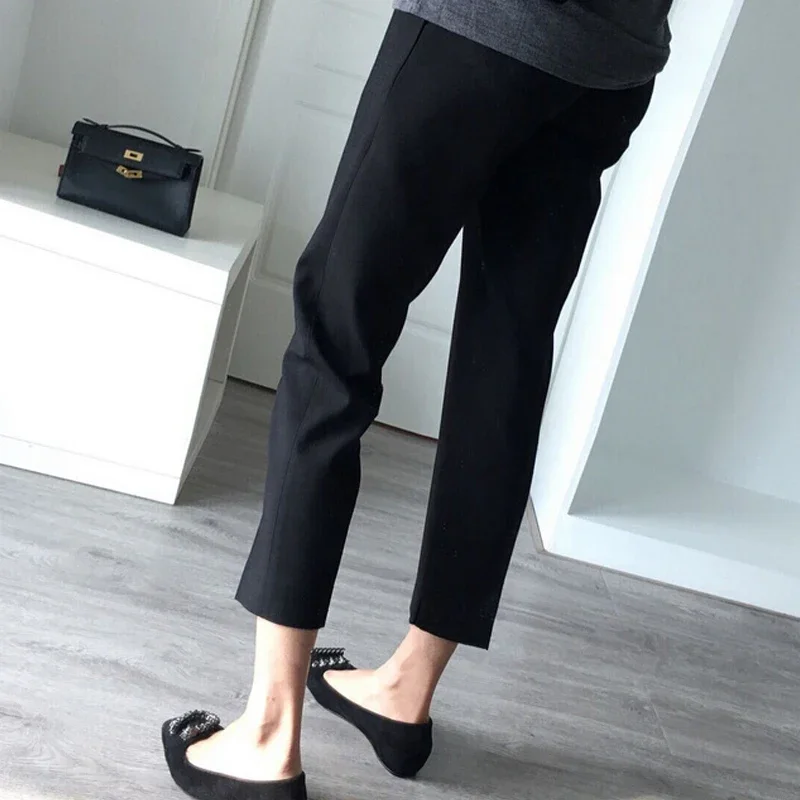 

Solid Casual Basic High Waist Straight Women Pants 2023 Office Lady Korean Style Fashion Ankle-Length Suit Pants for Women X140