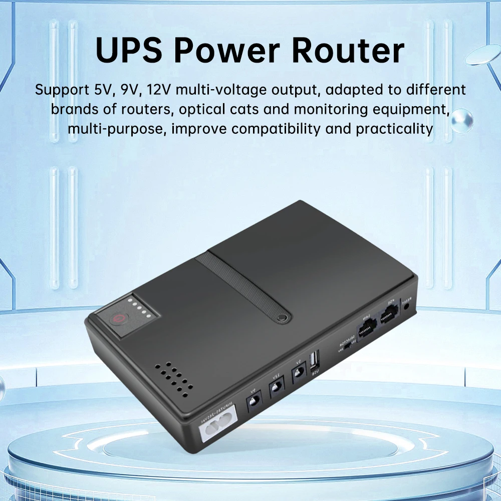 DC1018L 18W Mini Portable UPS Backup Power Adapter 0.6A/1A/2A 5V/9V/12V/15V/24V Uninterruptible Power Supply for WiFi, Router