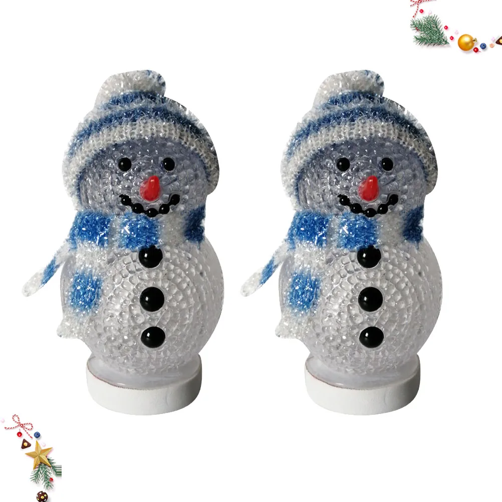 

2Pcs USB Charging Snowman Night Light Christmas LED Colorful Glowing Lamp for Bedroom Living Room Xmas Party Decoration