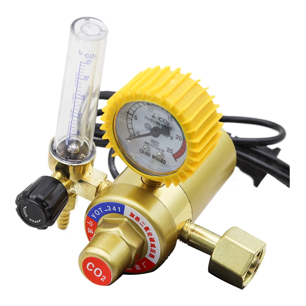 36/110/220V CO2 Pressure Regulator Carbon Dioxide Pressure Reducer Heated Pressure Gauge Meter Flowmeter For MIG/TIG Welding