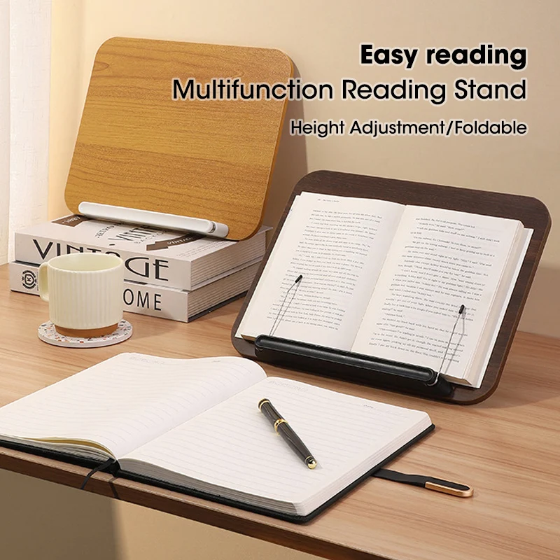 Wooden Book Stand Height Adjustment,Foldable Reading Holder For Cookbooks,Textbooks & Tablets,For Reading & Writing Office Study