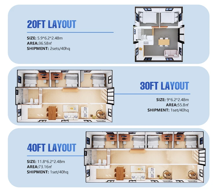 منازل حاويات قابلة للتوسيع Casas Prefabricadas منازل وحدات جاهزة محمولة وحدات صغيرة