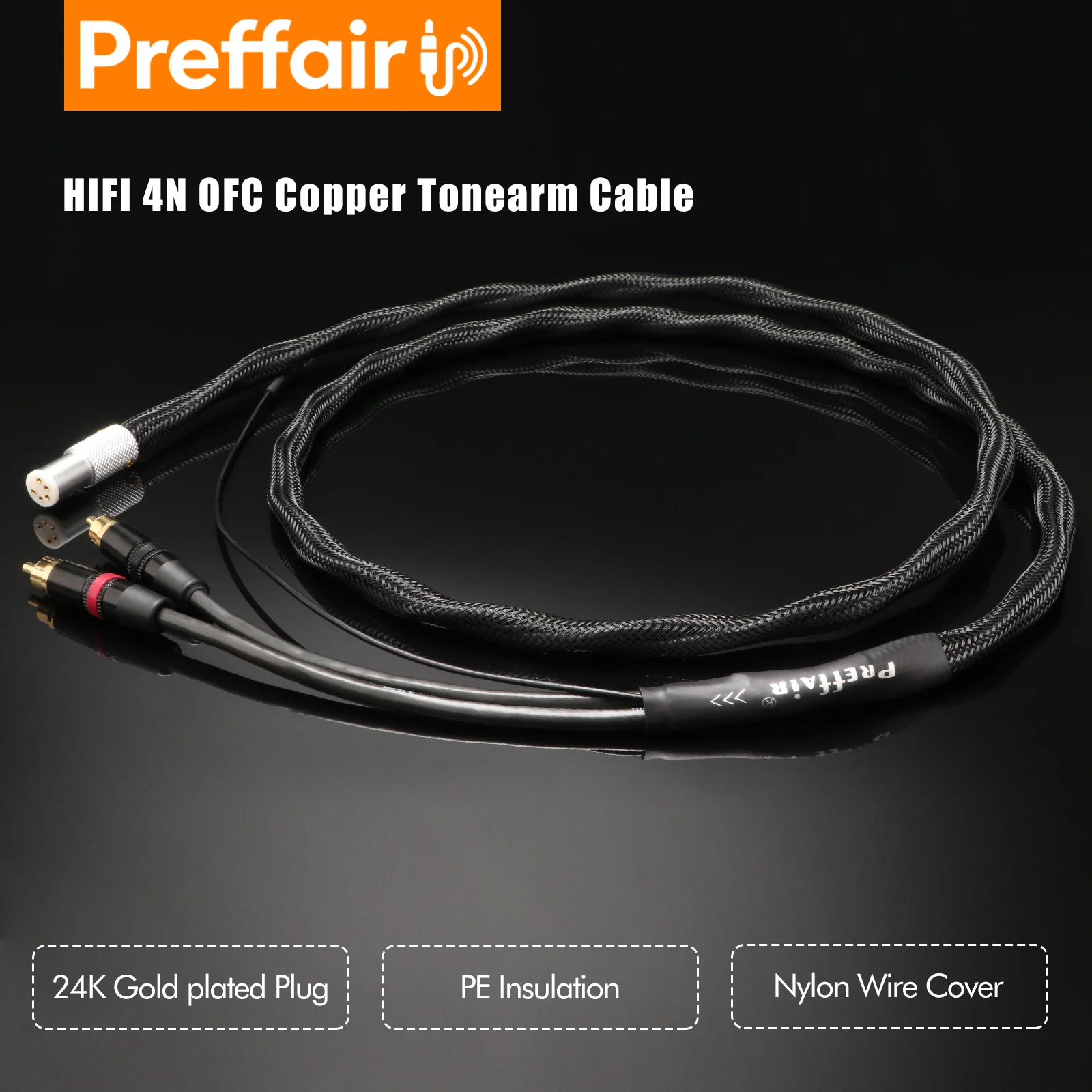 Preffair 5 Pin Din Twist Locking Connector to 2RCA Plugs HiFi Audio Cable Phono OFC Cable for Vinyl turnable