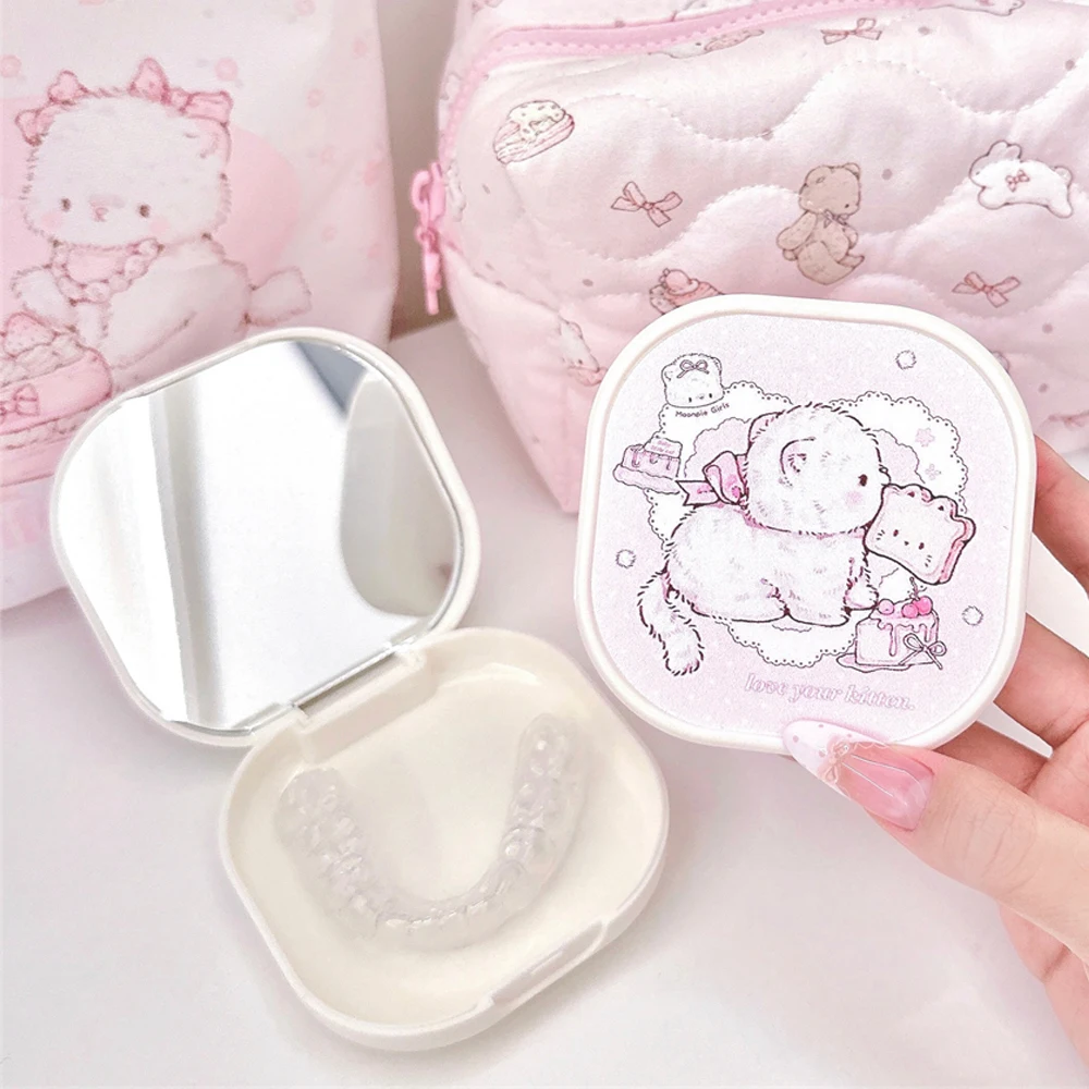 

Аниме Хлеб Кот Каваи Коробка для хранения с зеркалом Портативная портативная коробка для хранения Дышащая исходящая студенческая коробка с кронштейном