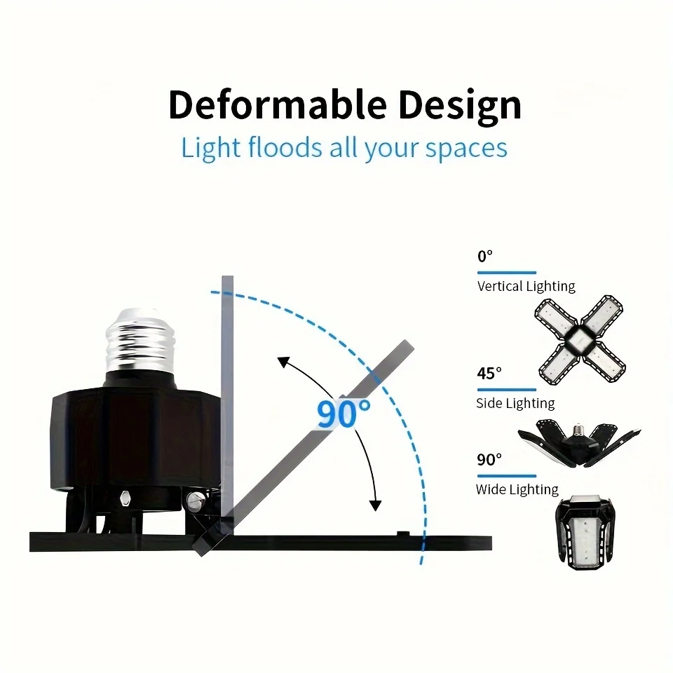 LED Lamp Bulb AC220V 45/60/80W Foldable Umbrella Is Suitable For Lighting In Warehouses Garages Storage Rooms And Other Places