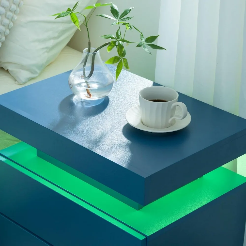 LED-nachtkastjes set van 2 moderne nachtkastjes met 2 lades LED-nachtkastjes voor woonkamer slaapkamer