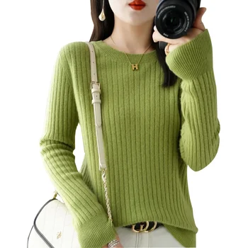 Striped O-Neck Pullover 4 2026 Women Sweaters Autumn Winter Long Sleeve Pullovers O-neck Stripe Warm Pullover Korean Fashion Bottoming Shirts Loose Jumper 4