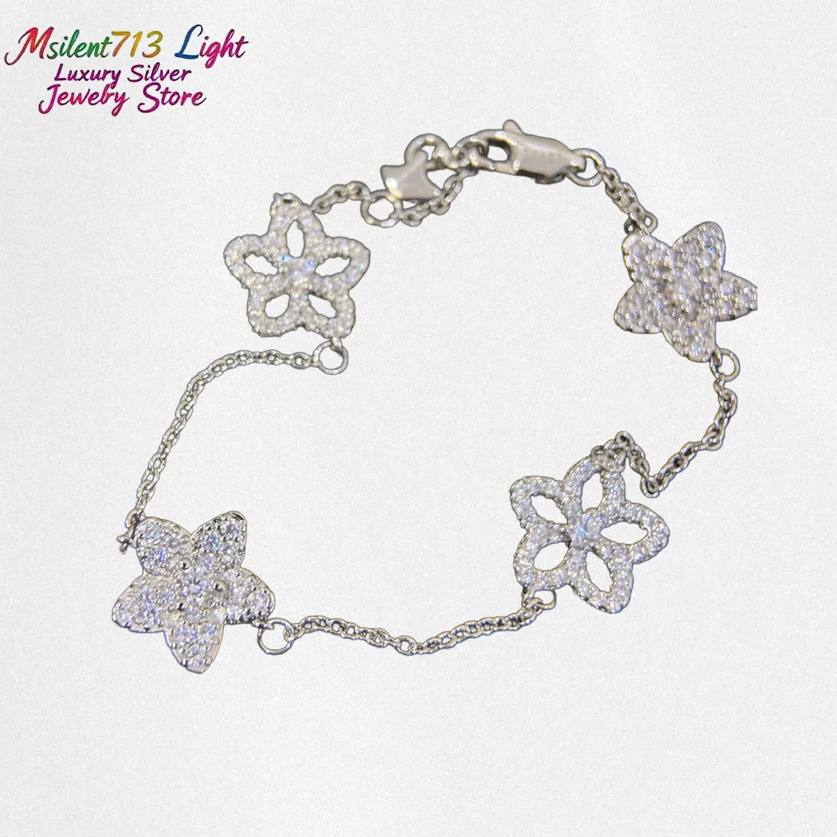 

2025 Light Luxury Fairy Flower Zircon Silver Jewelry Bracelet Is A Must-have Gift for Couples, Wishing Everything Goes Smoothly