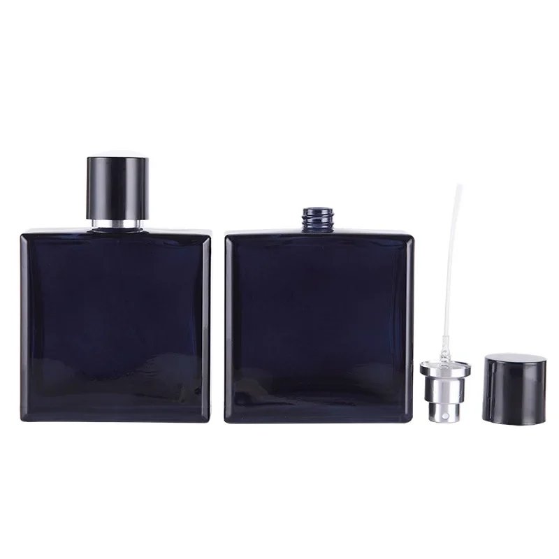 100ml 6pcs Perfume Empty Bottle Glass Dark Blue High-end Sub Bottle Spray Press Empty Bottle Wholesale