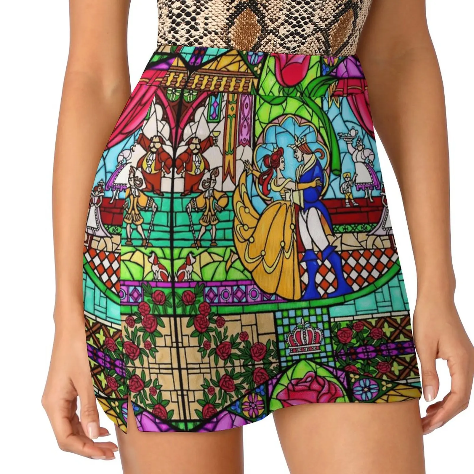 Patterns Of The Stained Glass Window Women's skirt With Hide Pocket Tennis Skirt Golf Skirts Badminton Skirts Running skirts