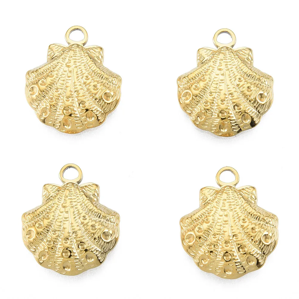 

20pcs Shell Shape 201 Stainless Steel Pendants 18K Golden Plated For Women Necklaces Making Jewelry Accessories 17.5x15x3mm