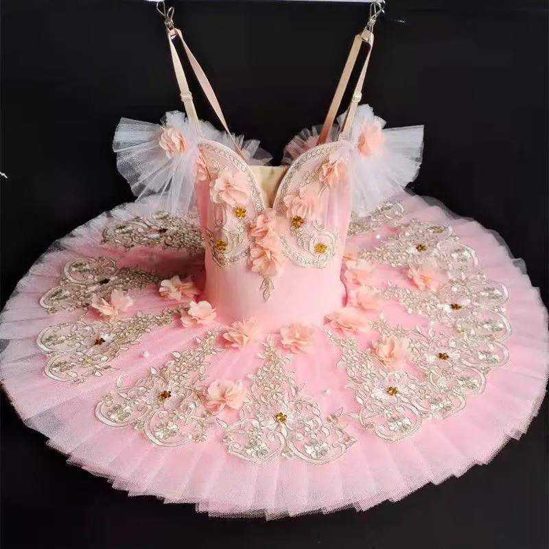 2024 New Ballet Tutu Swan Lake Pancake Tutu Dress Girl Child Ballerina Stage Performance Ballet Dance Costume For Kid Adult