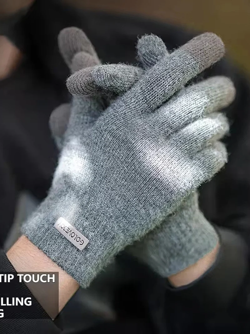 AliExpress Winter knitted warm and thick gloves for men and women mobile phone touch screen washable outdoor cycling skiing anti slip glove