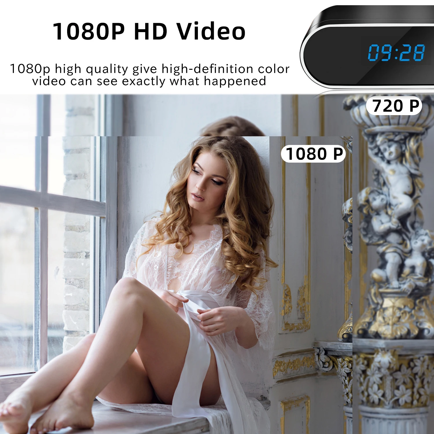 Mini Camera Clock Full HD 1080P Wireless Wifi Control IR Night Vision View DVR Camcorder Home Surveillance Monitor Video