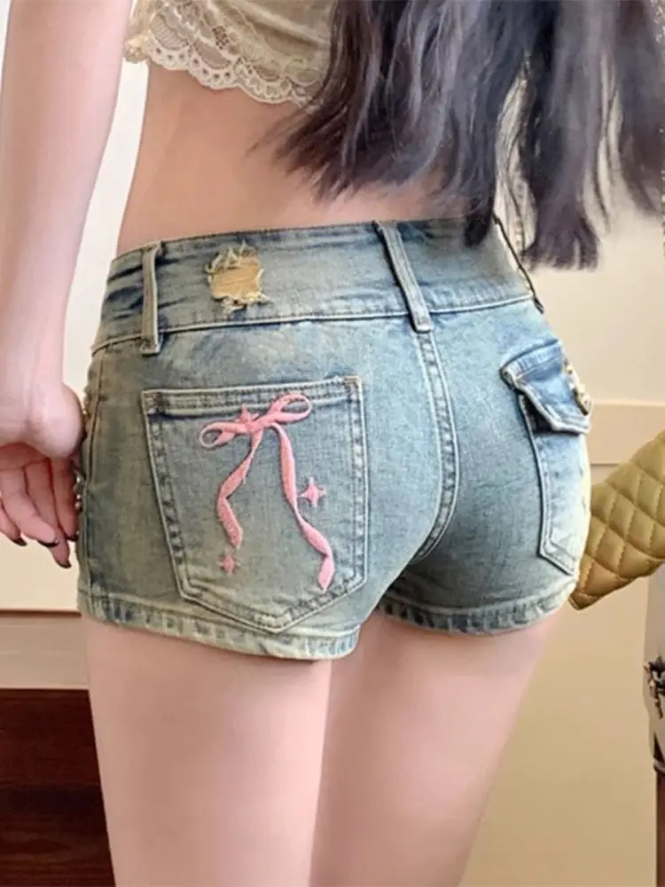 American Sle Hot Girl taille basse Denim orts femmes été nouveau trou serré petite taille bout à bout couvrant Ultra ort ort